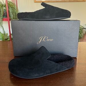 NEW J. Crew Cozy Clogs Black Calf Suede Leather Slip On Shoes Style BD339 | 5.5